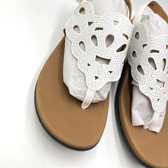10W‎ 10 WIDE WIDTH Rockport Ridge Sling White Jeweled Sandals Shoes - Picture 4 of 13